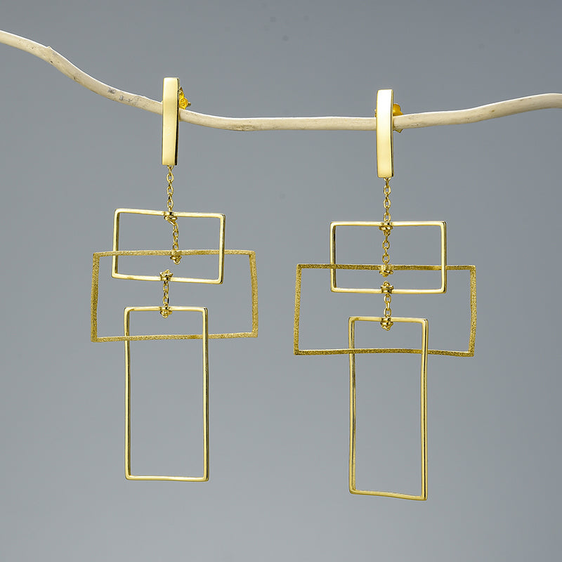 "In Your Element" Geometric Drop Earrings Item type: Silver Drop/Dangle Earrings Metals Type: 925 Sterling Silver / 18K Gold plated Item Weight: about 4.20g