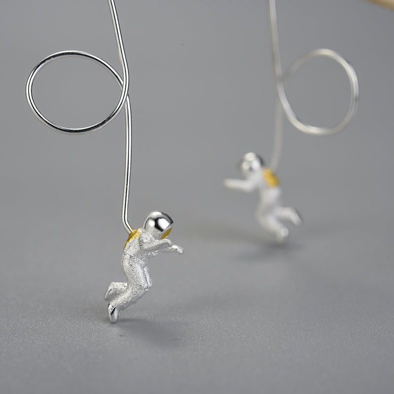 Deja Veux Jewelry Astronaut Drop Earrings Metals Type: 925 Sterling Silver , 18K Gold plated Main Stone: Lapis Lazuli Item Weight: about 4.64g