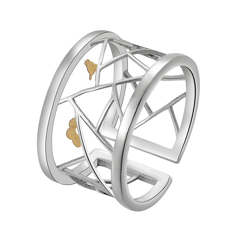 Deja Veux Jewelry Bird Adjustable Ring Metals Type: 925 Sterling Silver / 18K Gold plated Item Weight: About 2.76g Size: Adjustable