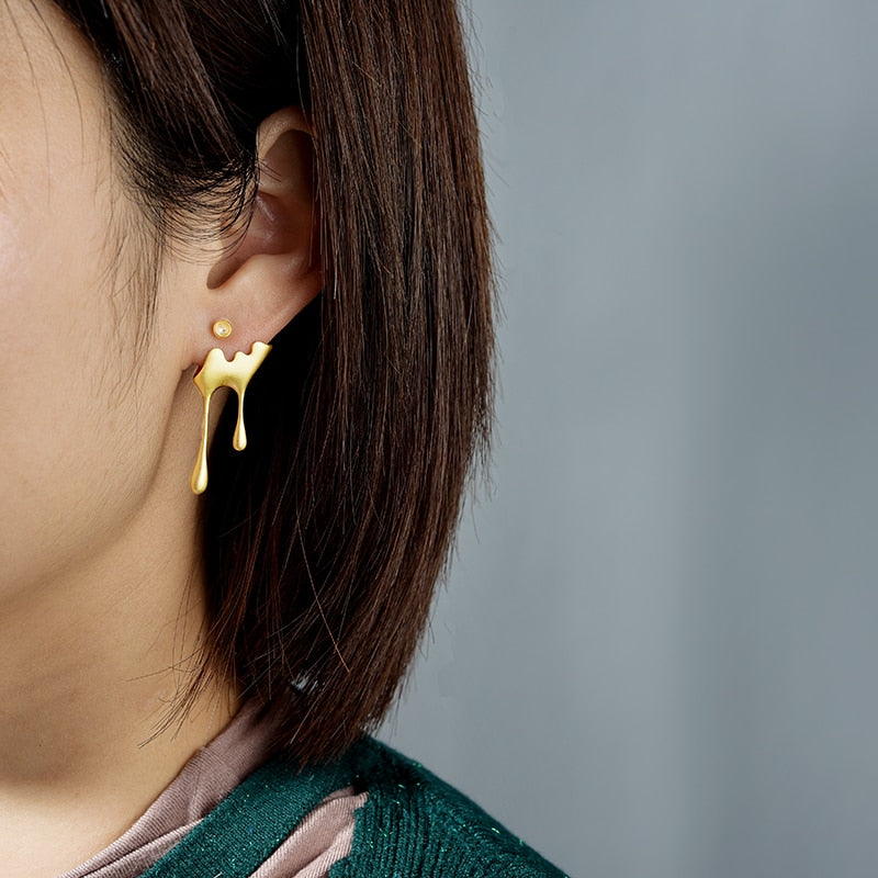 Honey Bee Asymmetrical Stud Earrings