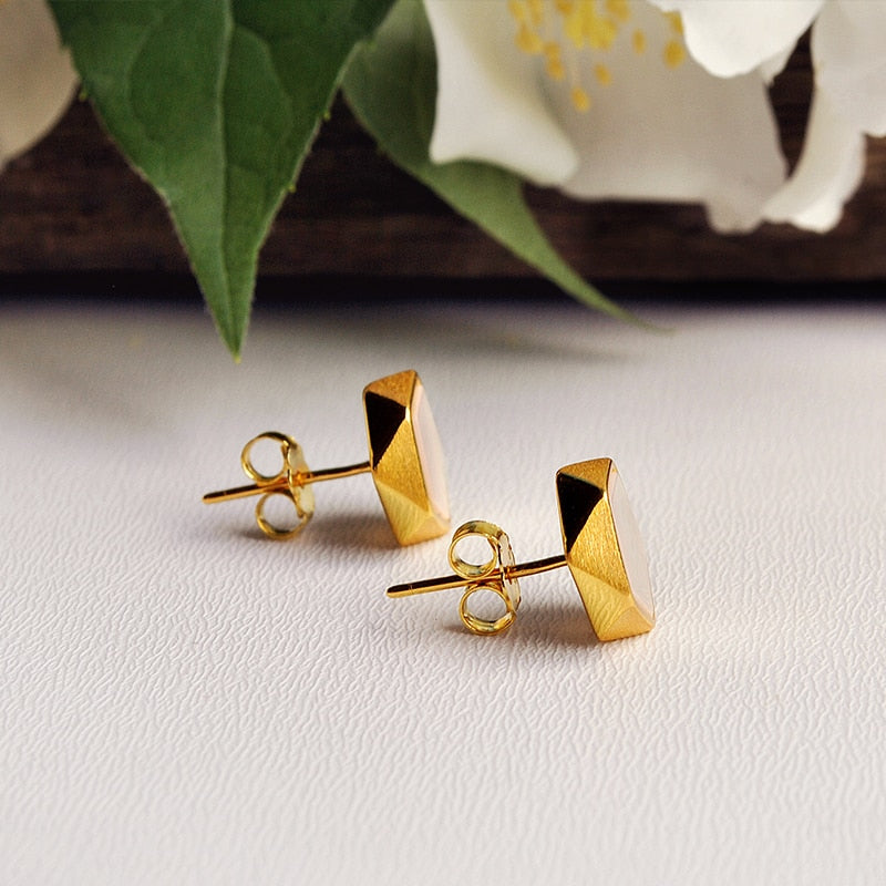 Geometric Sea Shell Stud Earrings