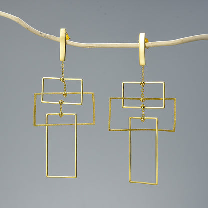 "In Your Element" Geometric Drop Earrings Item type: Silver Drop/Dangle Earrings Metals Type: 925 Sterling Silver / 18K Gold plated Item Weight: about 4.20g