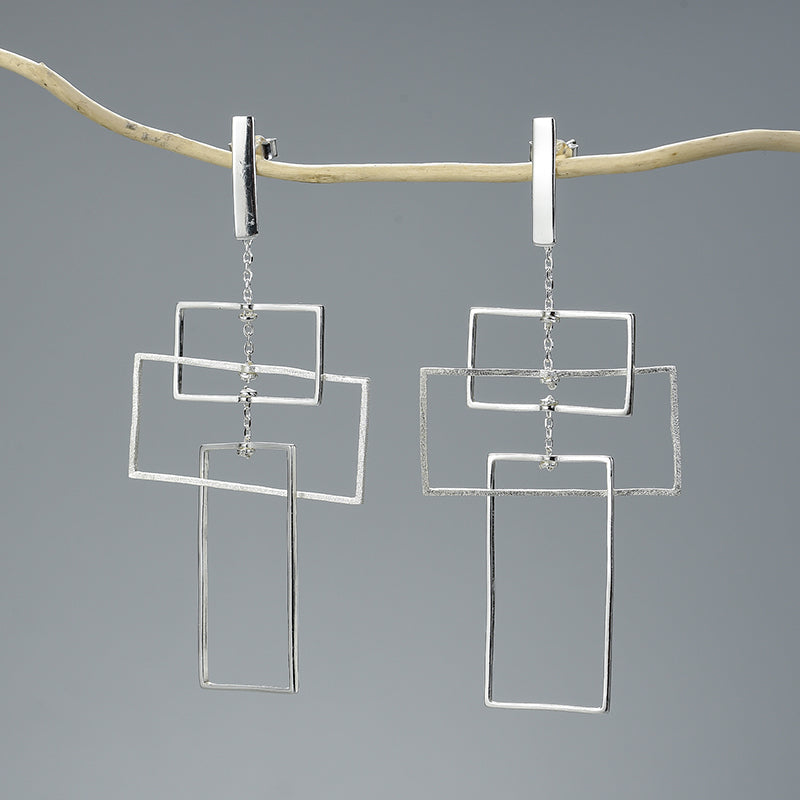 "In Your Element" Geometric Drop Earrings Item type: Silver Drop/Dangle Earrings Metals Type: 925 Sterling Silver / 18K Gold plated Item Weight: about 4.20g