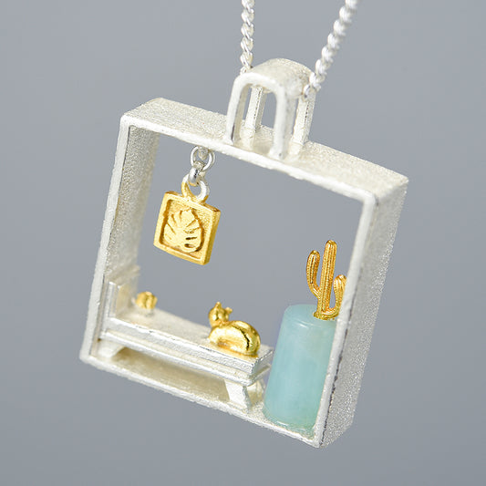 Lazy Cat at Home Pendant/Necklace