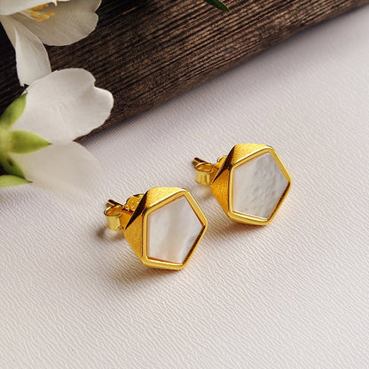 Geometric Sea Shell Stud Earrings