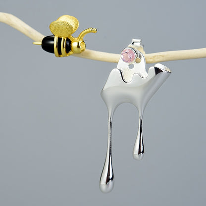 Honey Bee Asymmetrical Stud Earrings