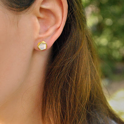 Geometric Sea Shell Stud Earrings