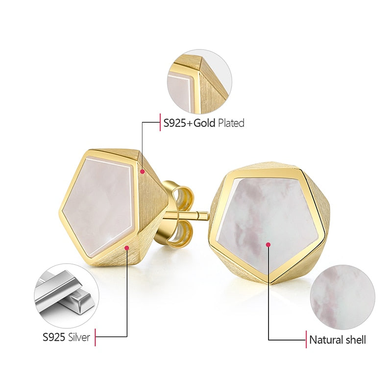 Geometric Sea Shell Stud Earrings