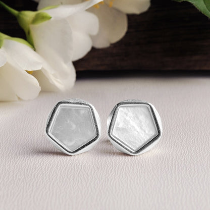 Geometric Sea Shell Stud Earrings