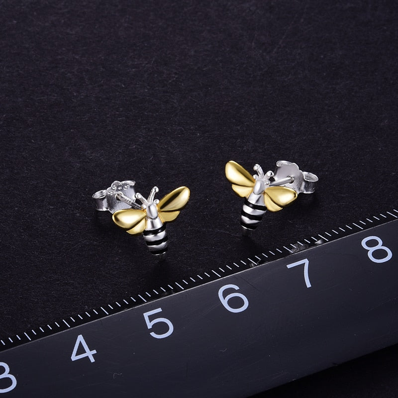 Deja Veux Jewelry Bee with Stripes Stud Earrings   Metals Type: 925 Sterling Silver / 18K Gold plated   Back Finding: Push Back   Item Weight: 1.95g