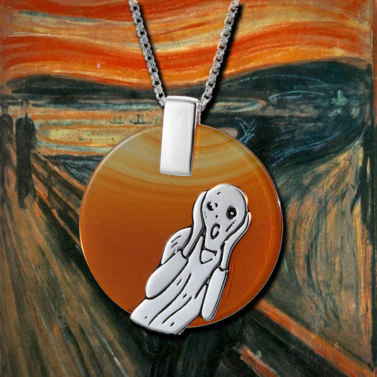 Deja Veux Jewelry "The Scream" Pendant  Metals Type: 925 Sterling Silver / 18K Gold plated  Main Stone: Agate Item Weight: about 3.52g